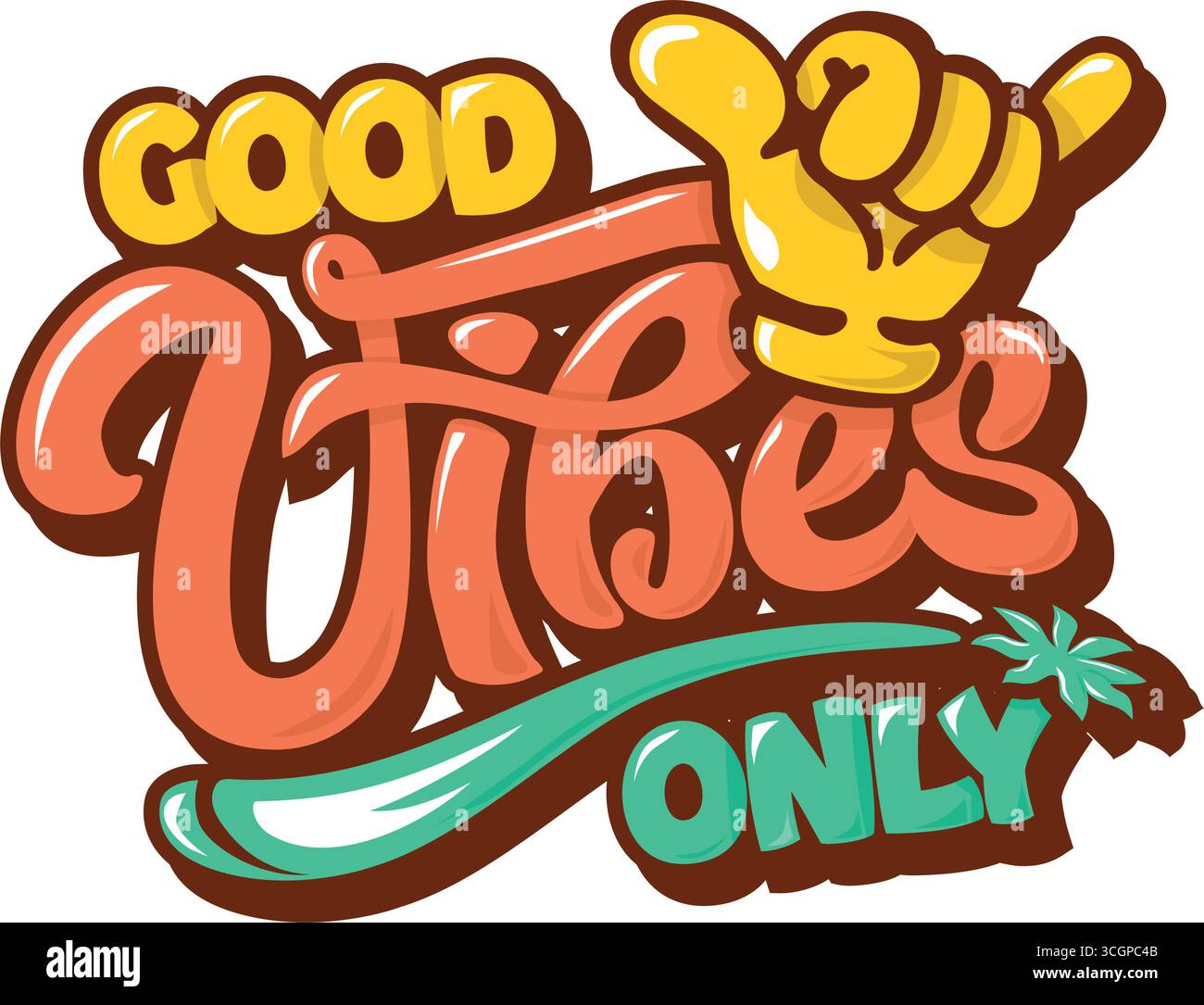 Nur Retro-Style, gute Vibes. Designvorlage für den Druck, Vektoraufkleber auf transparentem Hintergrund Stock Vektor