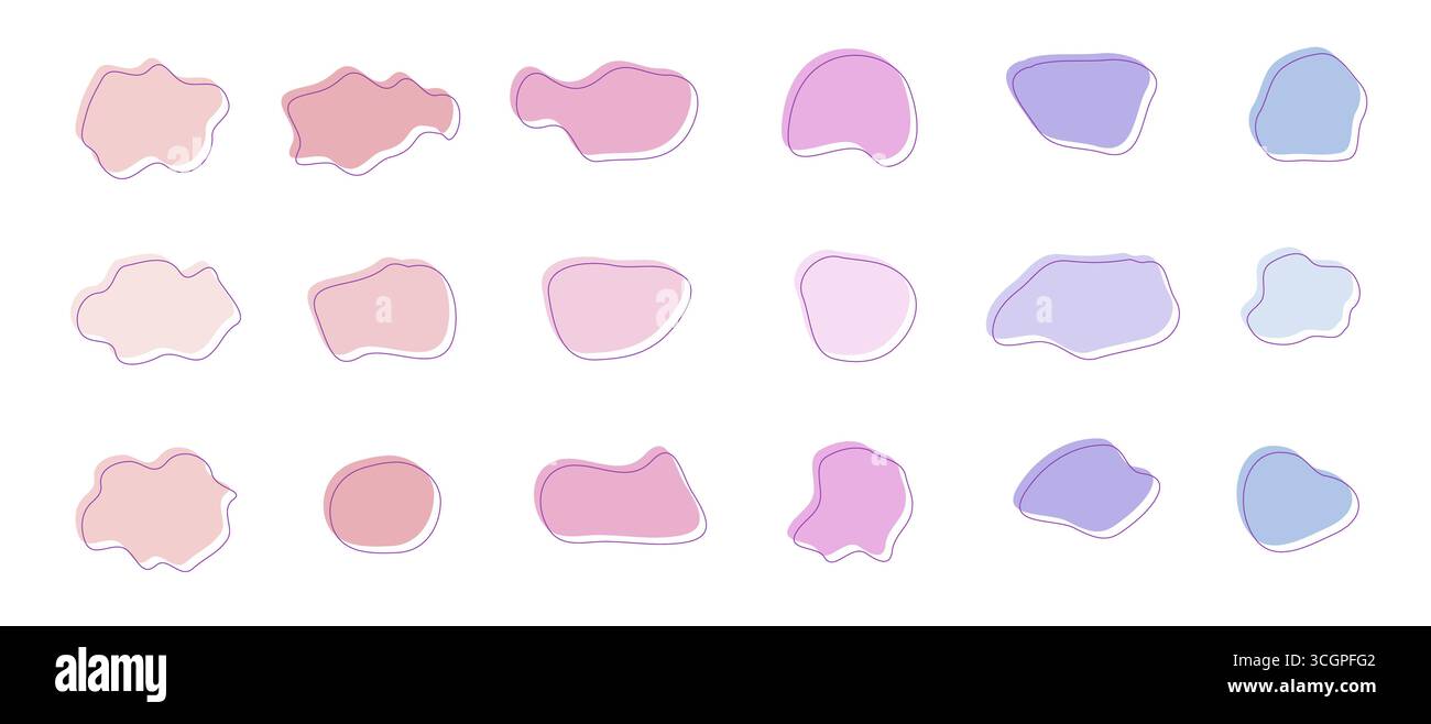 Farbenfrohes Set mit Bio-Blob-Form. Flüssige unregelmäßige Formen Vektor-Sammlung isolierter Objekte. Stock Vektor