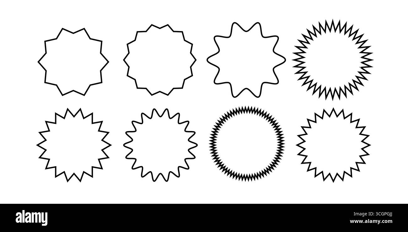 Umreißen Sie die Symbole für das Seal-Badge für Zertifikate und offizielle Etiketten Stock Vektor