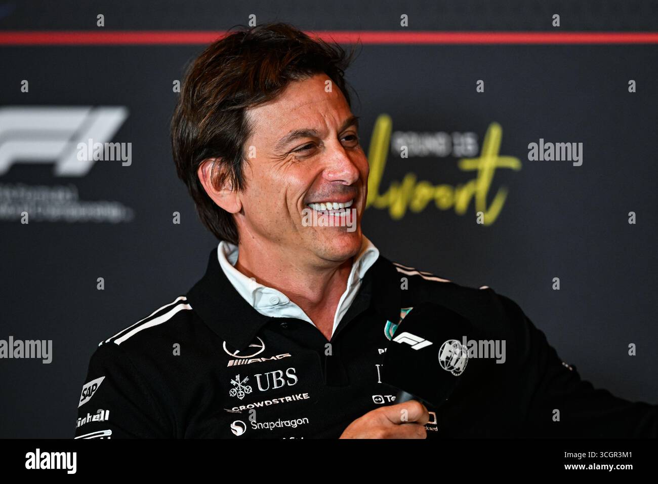 August 2025; Circuit Zandvoort, Zandvoort, Nordholland, Niederlande; Formel 1 großer Preis von Heineken Niederländisch 2024; Freier Trainingstag; Teamprinzip des Mercedes-AMG Petronas F1 Teams Toto Wolff in der Pressekonferenz Stockfoto