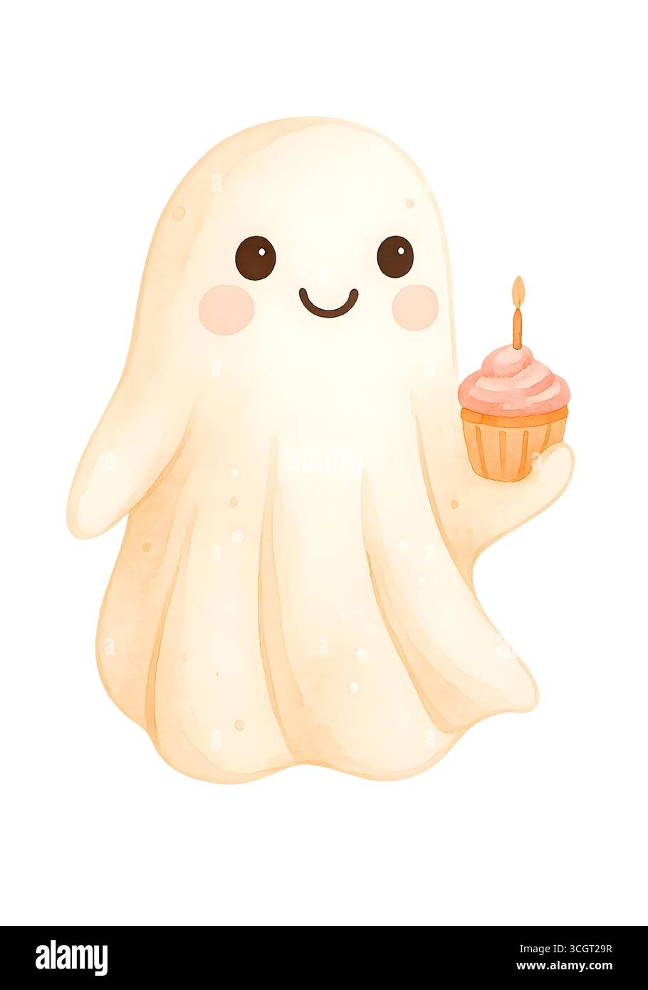 Niedliche Aquarell-Halloween-Geisterillustration Stockfoto