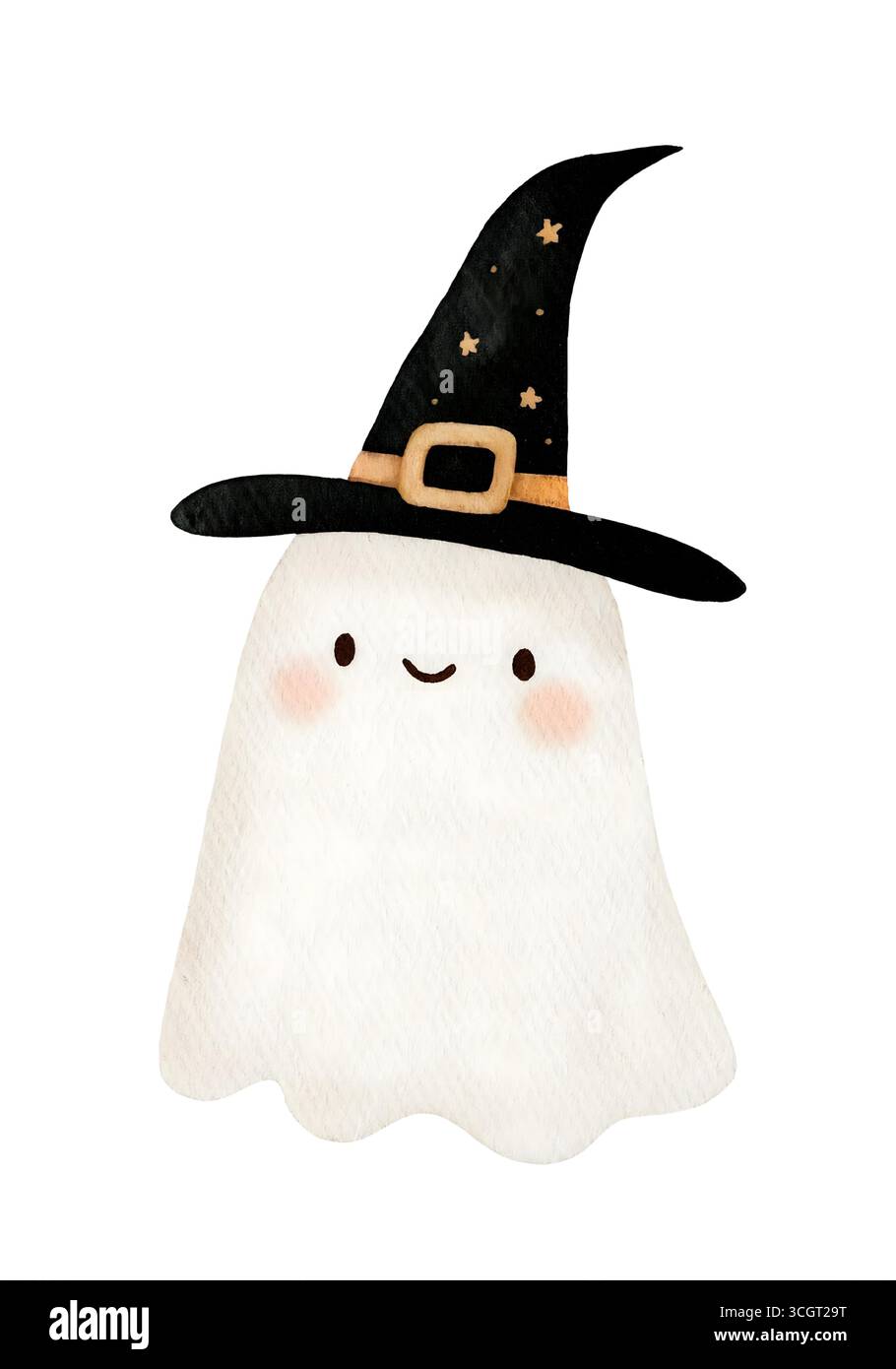 Niedliche Aquarell-Halloween-Geisterillustration Stockfoto