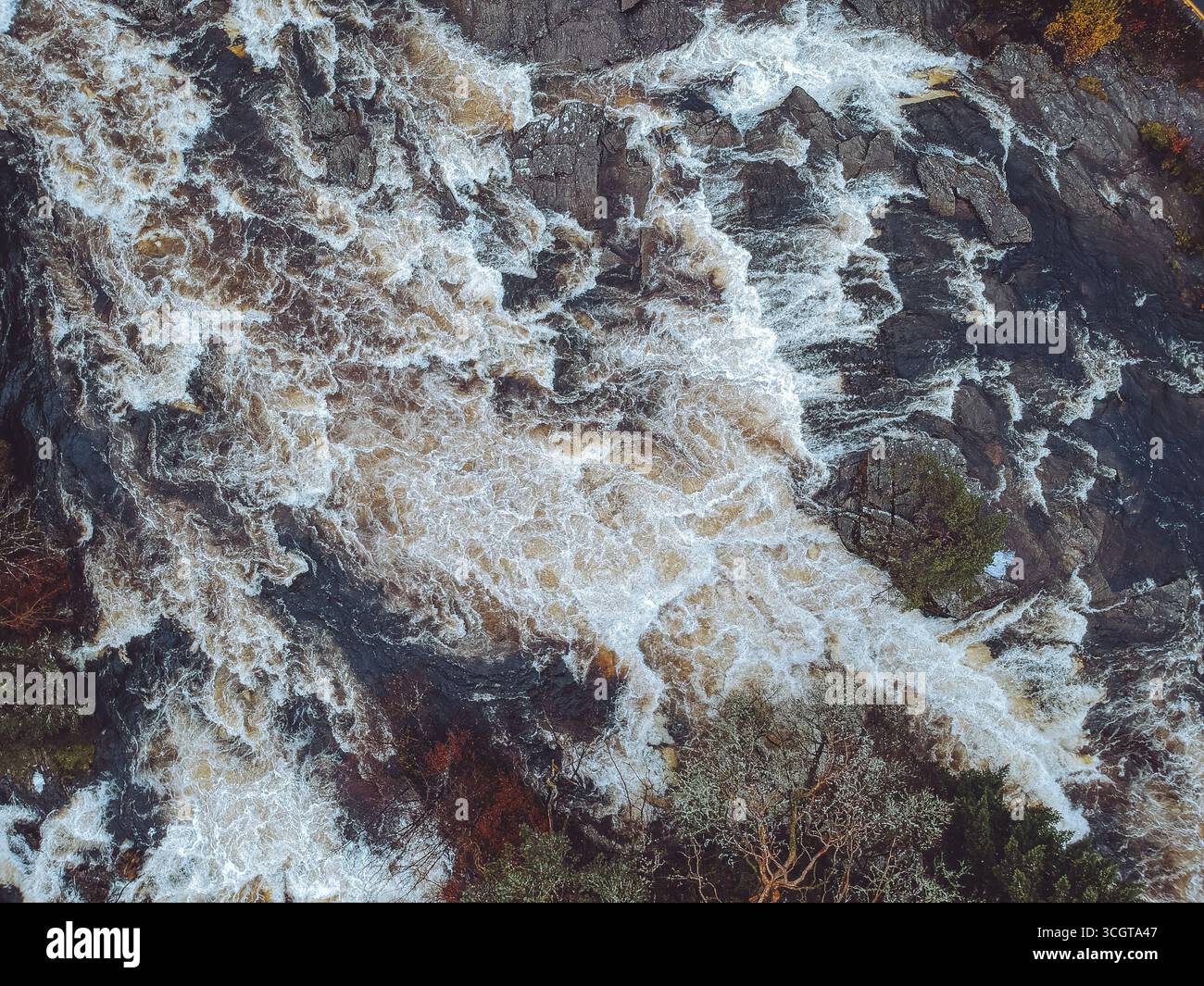 Fälle von Dochart aus der Luft Stockfoto