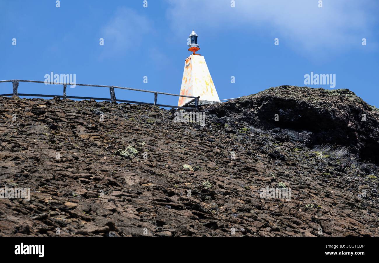 Leuchtturm auf der Insel Bartolomé Galapagos Stockfoto