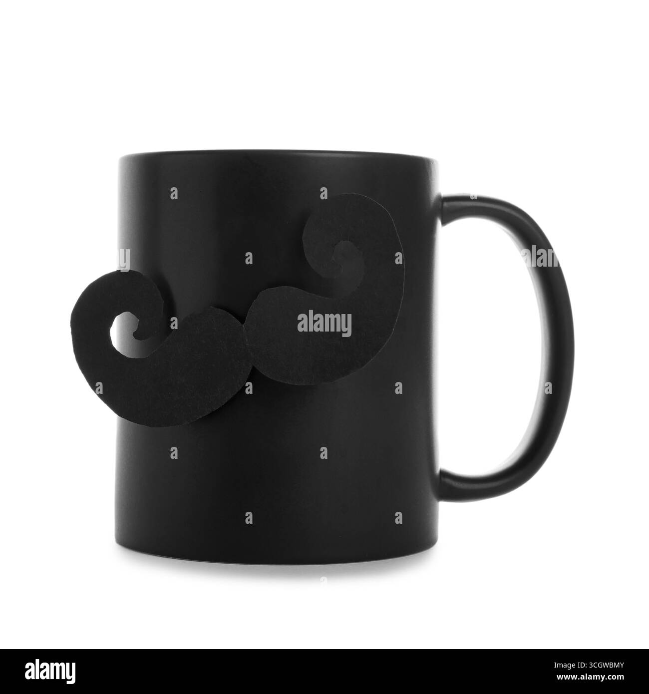 Alles Gute zum Vatertag. Tasse mit Schnurrbart isoliert auf weiß Stockfoto