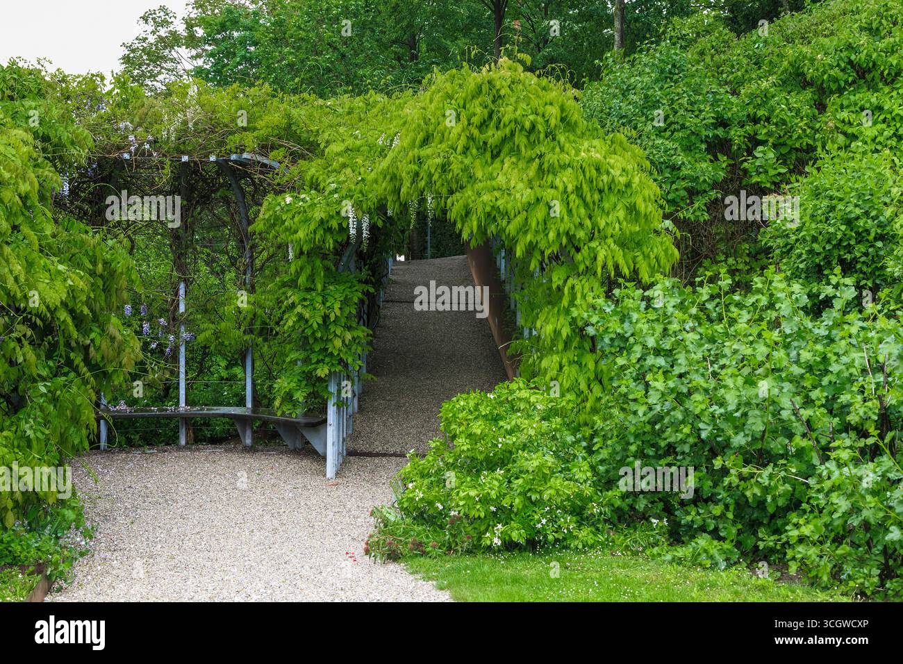 MELK, ÖSTERREICH - 12. MAI 2019: Dies ist eine der Gassen des botanischen Gartens am Kloster. Stockfoto