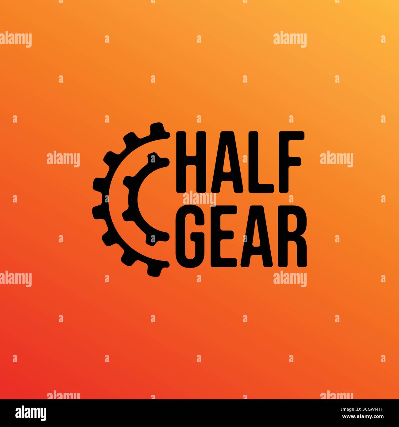 Konzept für mechanische Zahnräder. Doppeltes Halbrad im abstrakten Logo-Symbol links. Illustration eines einfarbigen Vektors Stock Vektor Konzept für mechanische Zahnräder. Doppeltes Halbrad im abstrakten Logo-Symbol links. Illustration eines einfarbigen Vektors Stock Vektor