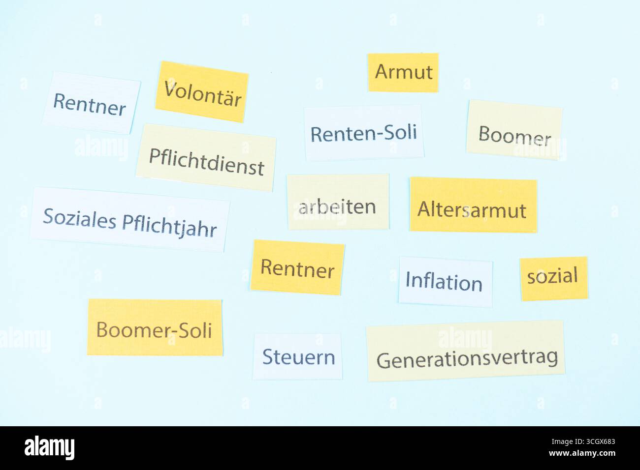 Obligatorisches Sozialjahr für Rentner, Generationsvertrag, Senioren, Rentner, Freiwilligenarbeit, boomer-Solidarität, deutsche Sprache Stockfoto