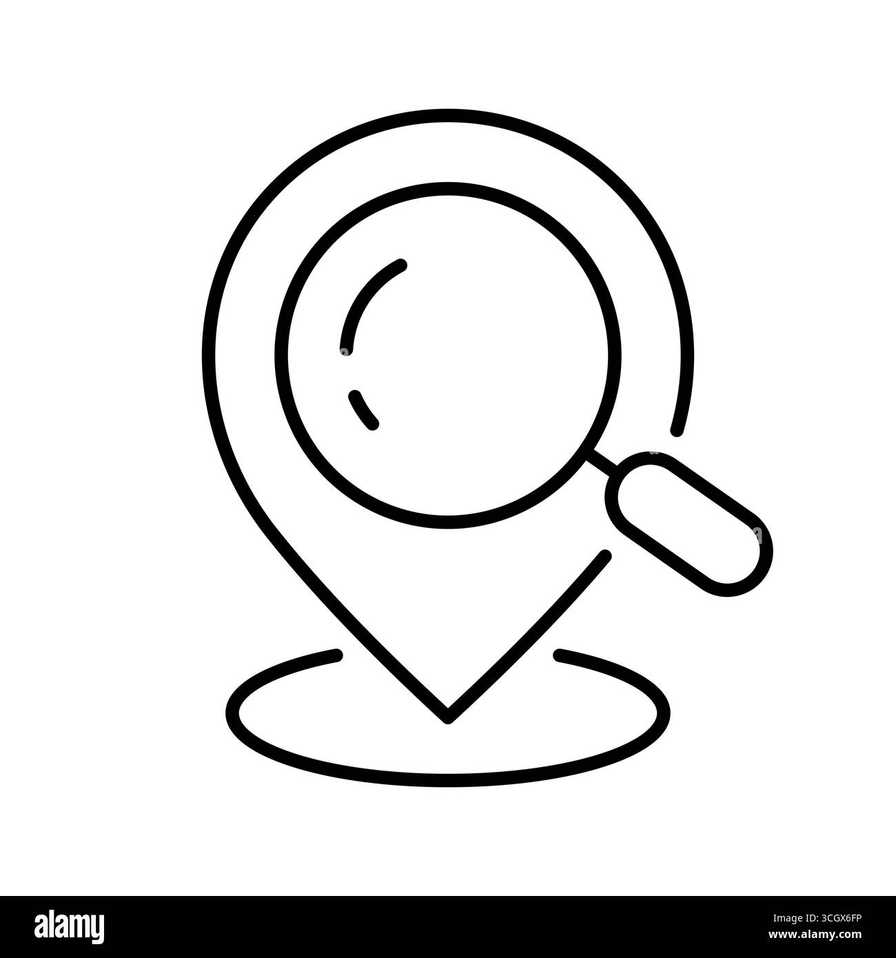 Kartennadel mit Lupensymbol. Standortsuche, GPS-Navigation, Adresssuche. Online-Karten und Erkundungsziele. Vektor Stock Vektor