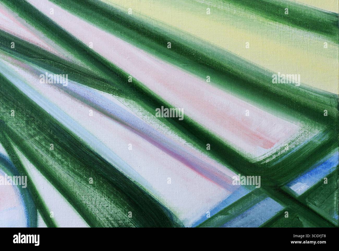 Eine geometrische Hommage an den späten Gründer der eklektischen Rockband Pere Ubu: David Thomas, ein Fan meiner Abstraktionen, die es mir ermöglicht, sein Porträt zu malen. Stockfoto