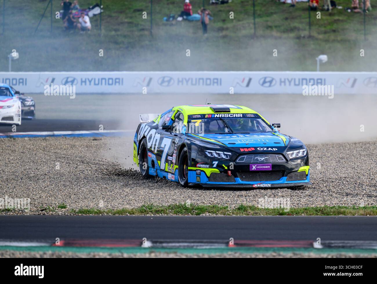 Most, Tschechische Republik. 30. August 2025. Das EuroNASCAR Pro-Rennen der NASCAR Euro Series fand am 30. August 2025 in der Tschechischen Republik statt. Martin Doubek aus der Tschechischen Republik von Hendriks Motorsport. Quelle: Ondrej Hajek/CTK Photo/Alamy Live News Stockfoto