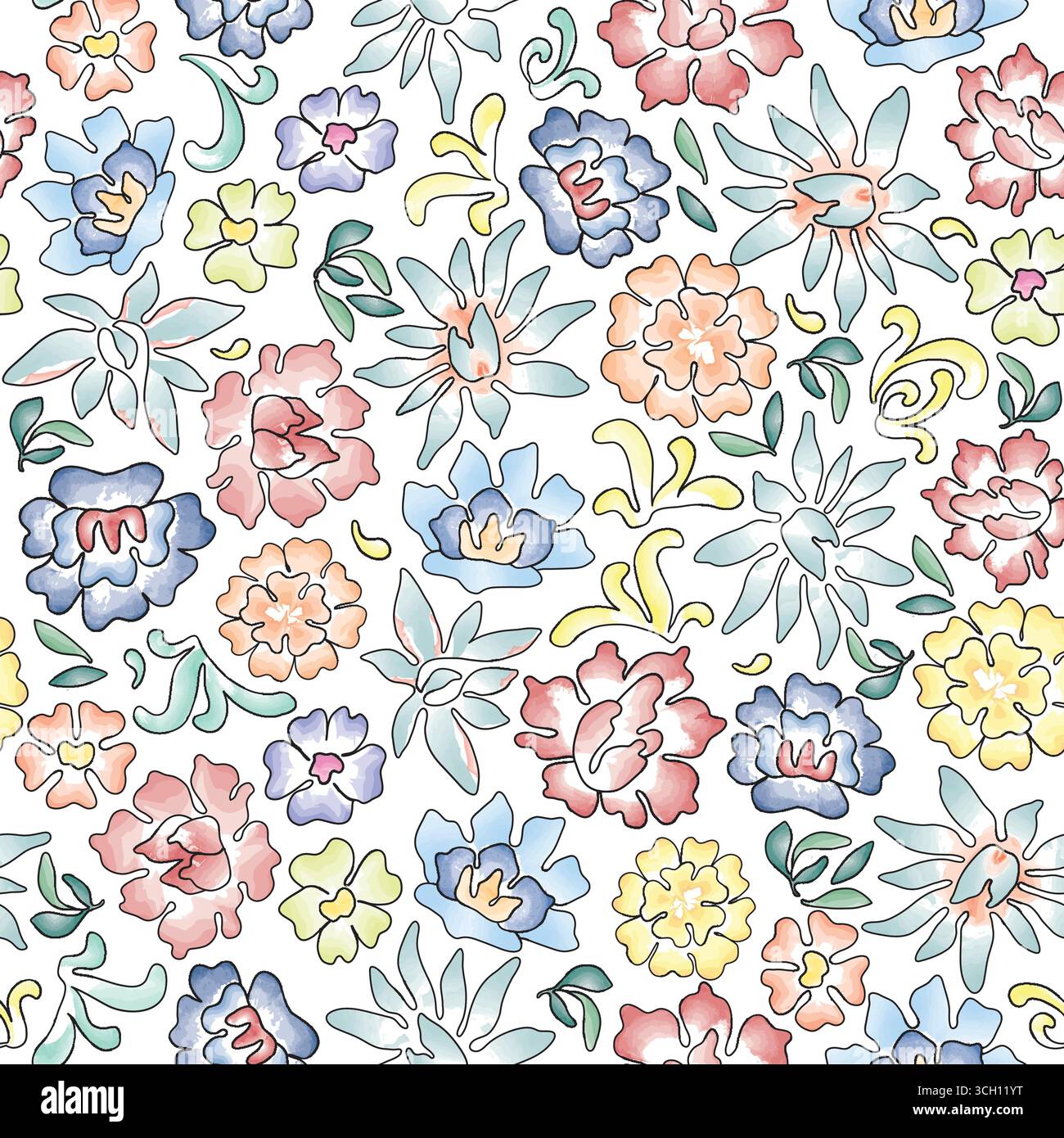 Florale nahtlose Muster. Blume Hintergrund. Gedeihen garten Textur mit Blumen. Stock Vektor