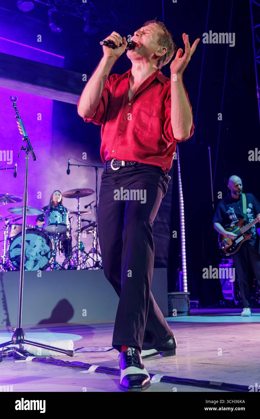 Audrey Tait, Alex Kapranos und Bob Hardy von Franz Ferdinand live bei einem Konzert der European Tour 2025 im Auditorium Parco della Musica. Rom, 30.08.2025 Stockfoto