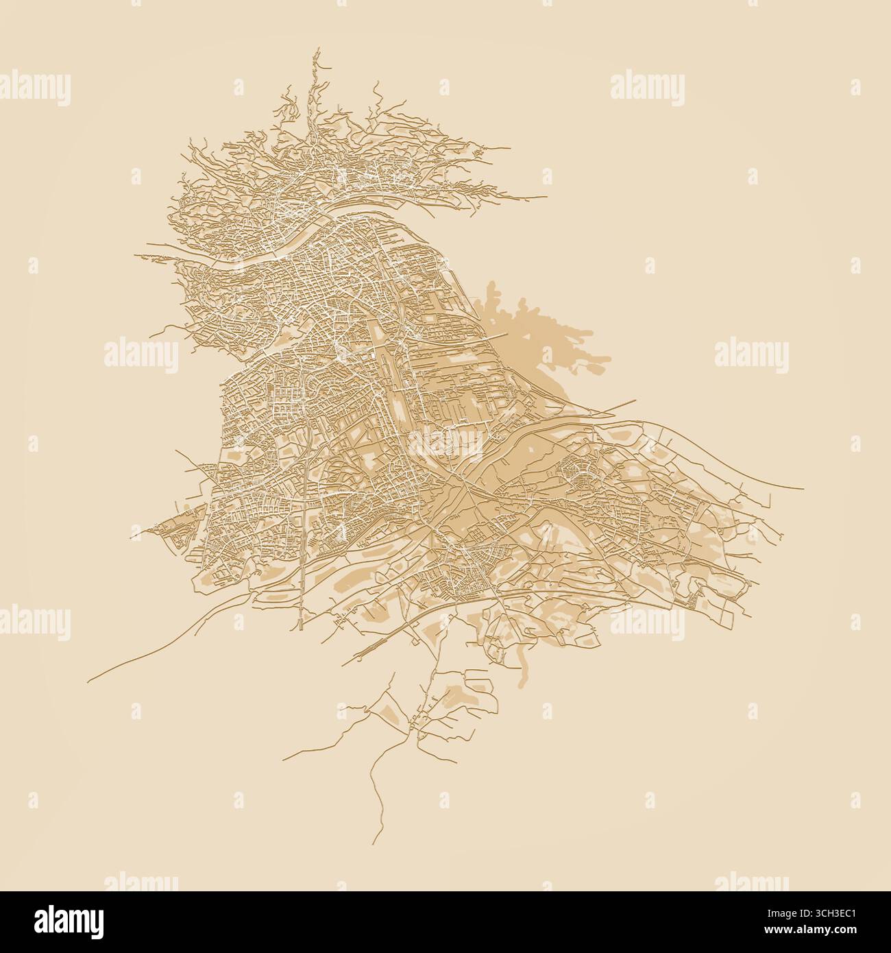 Straßenkarte der Stadt Linz in Österreich, Vektorumriss Illustrationsbild Stock Vektor