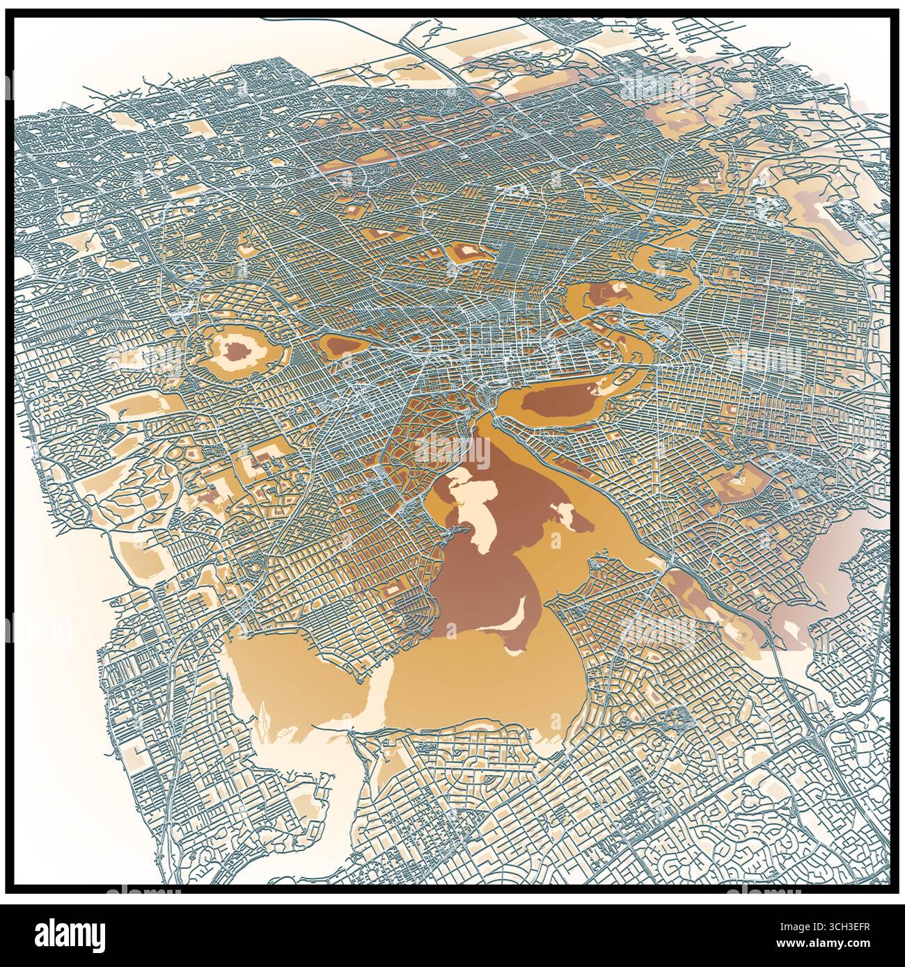 Perth City in Australien Straßenkarte, Vektor-Umrissbild Stock Vektor