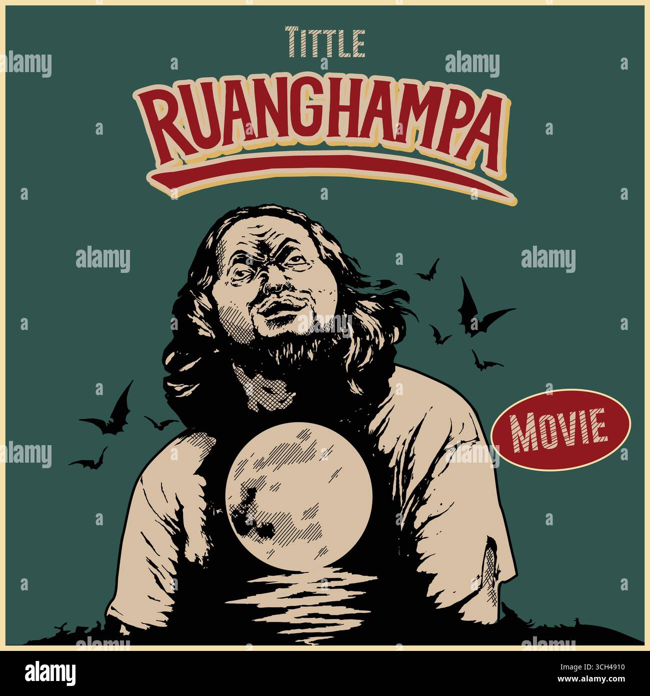 Vintage-Filmplakat mit männlicher Figur im Retro-Art-Stil Stock Vektor