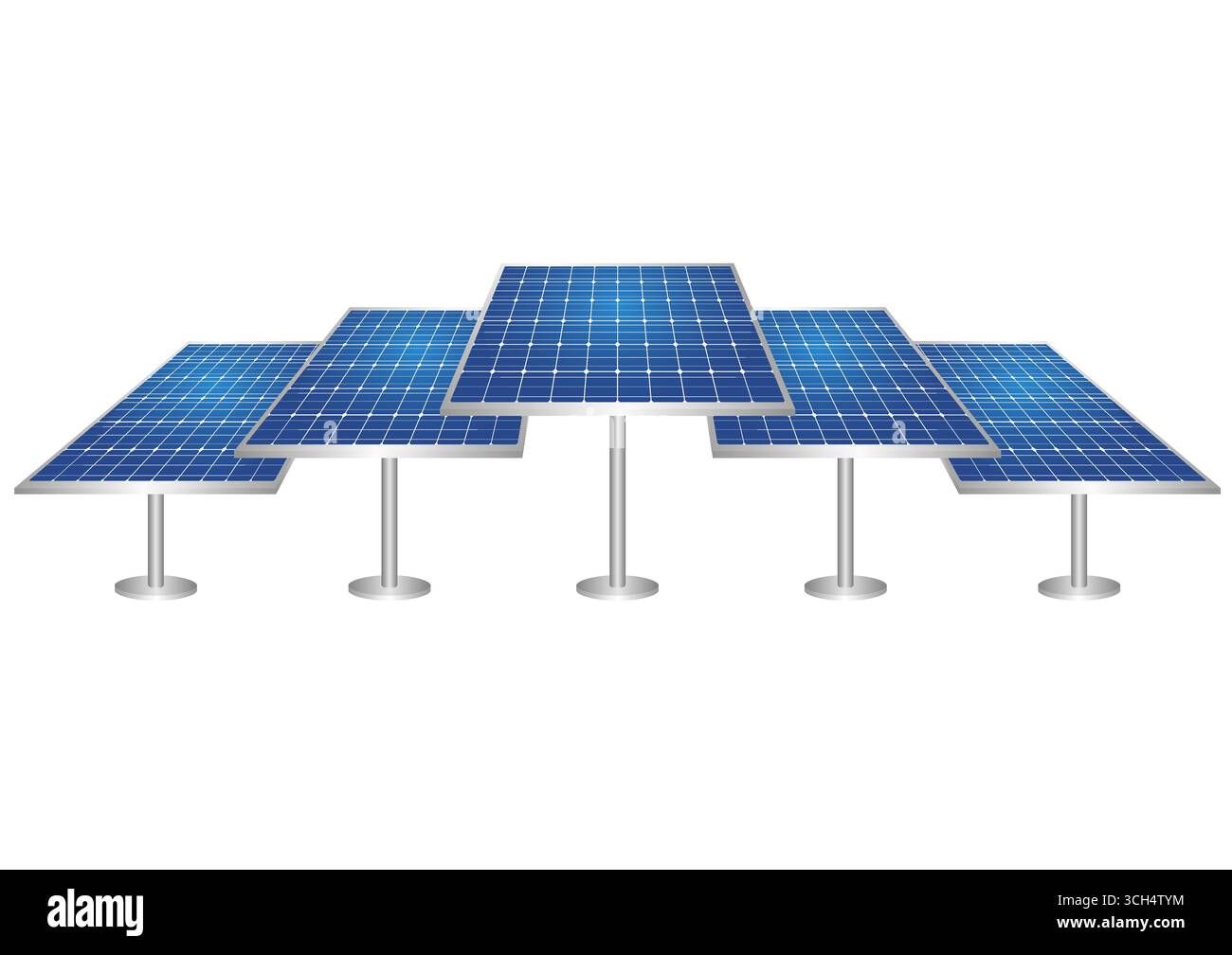 Sonnenkollektor. Solarenergie. Solarzelle isoliert auf weißem Hintergrund. Vektorabbildung. Stock Vektor
