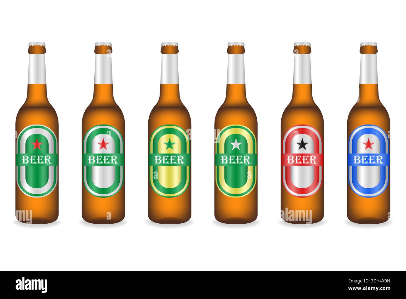Bierflasche realistisch. Vektorillustration Isoliert Auf Weißem Hintergrund. Stock Vektor