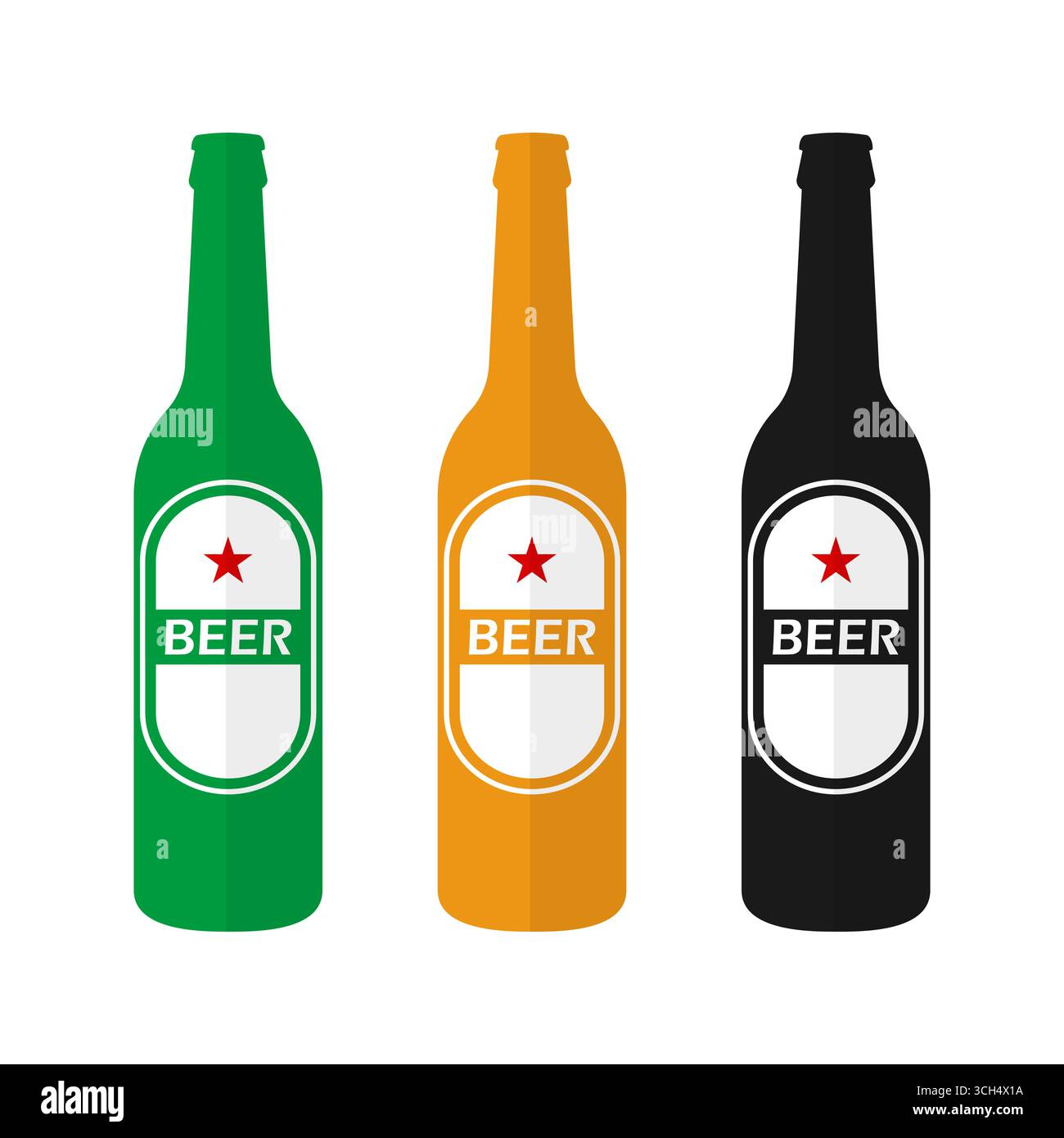 Bierflasche. Vektorillustration Isoliert Auf Weißem Hintergrund. Stock Vektor