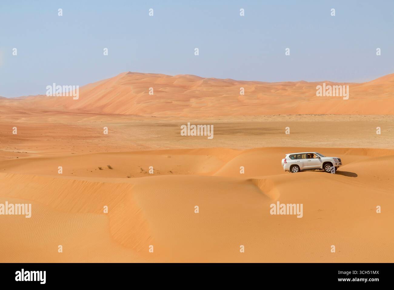 VAE - Abu Dhabi - Liwa Wüste - Geländedünen über goldene Becken und weite Sandebenen Stockfoto