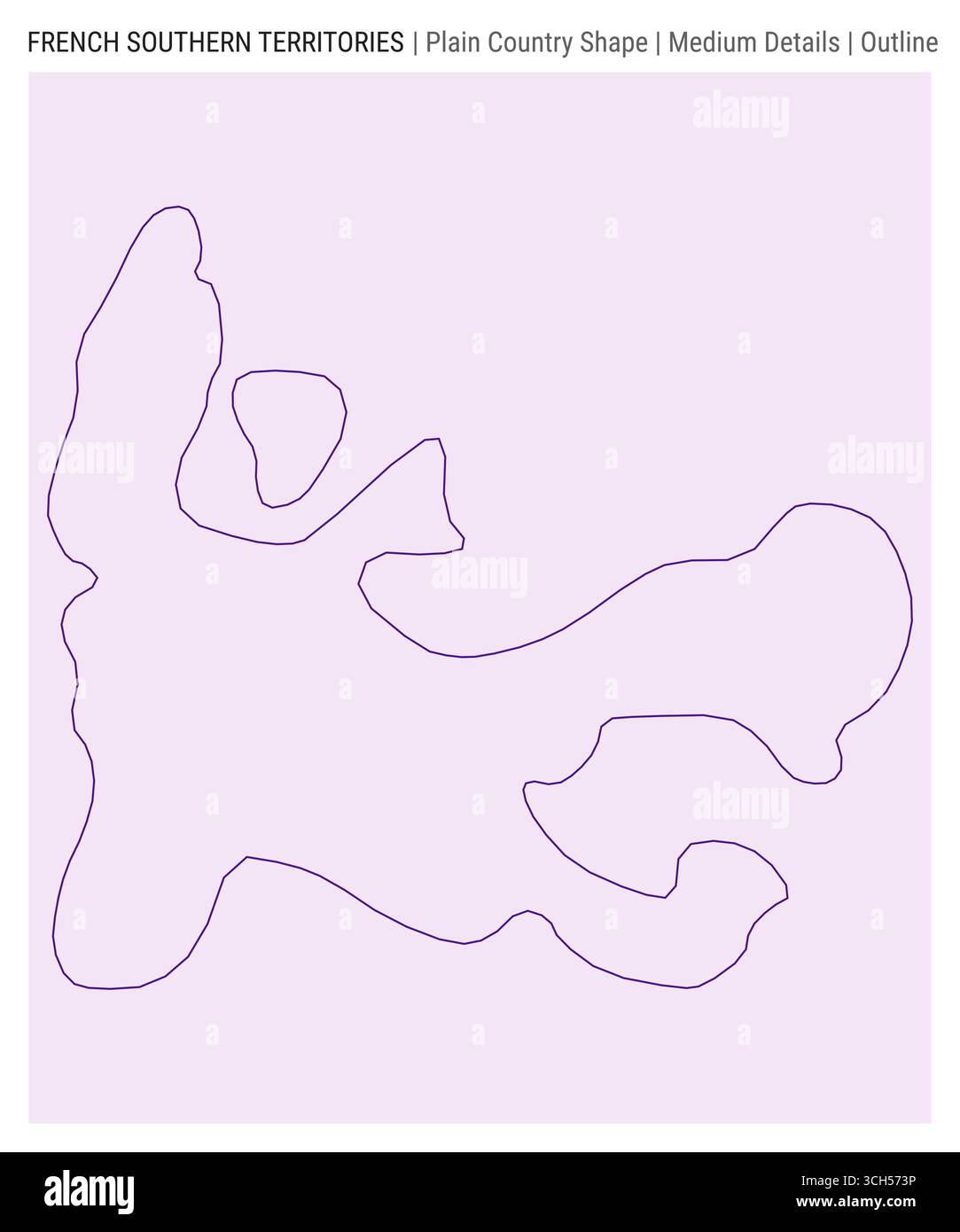 TAAF-Landkarte. Mittlere Details. Umrissstil. Form der TAAF. Vektorabbildung. Stock Vektor