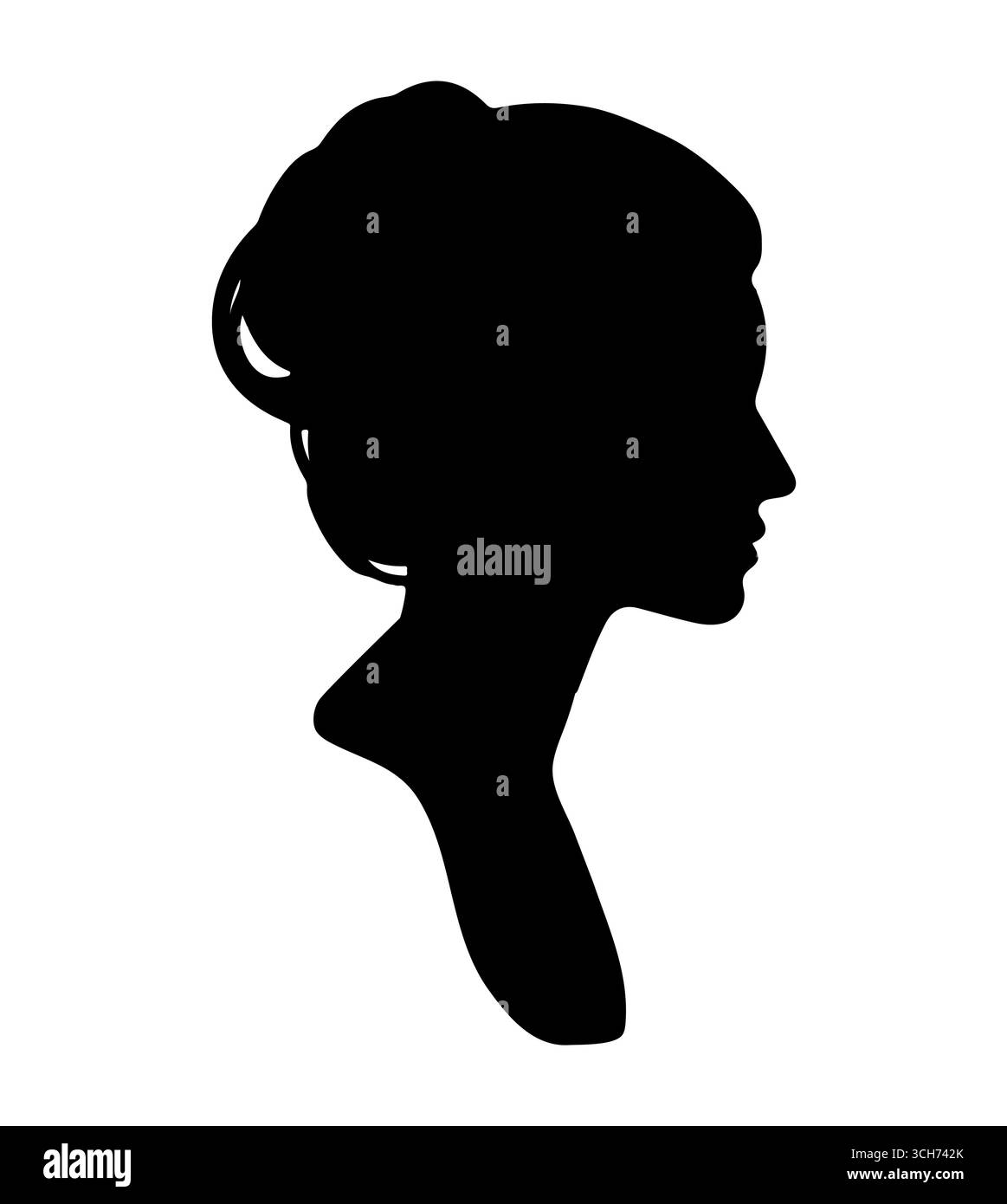 Elegante Silhouette mit Cameo-Profil für Damen im Vintage-Stil, die feminine Schönheit symbolisiert Stock Vektor