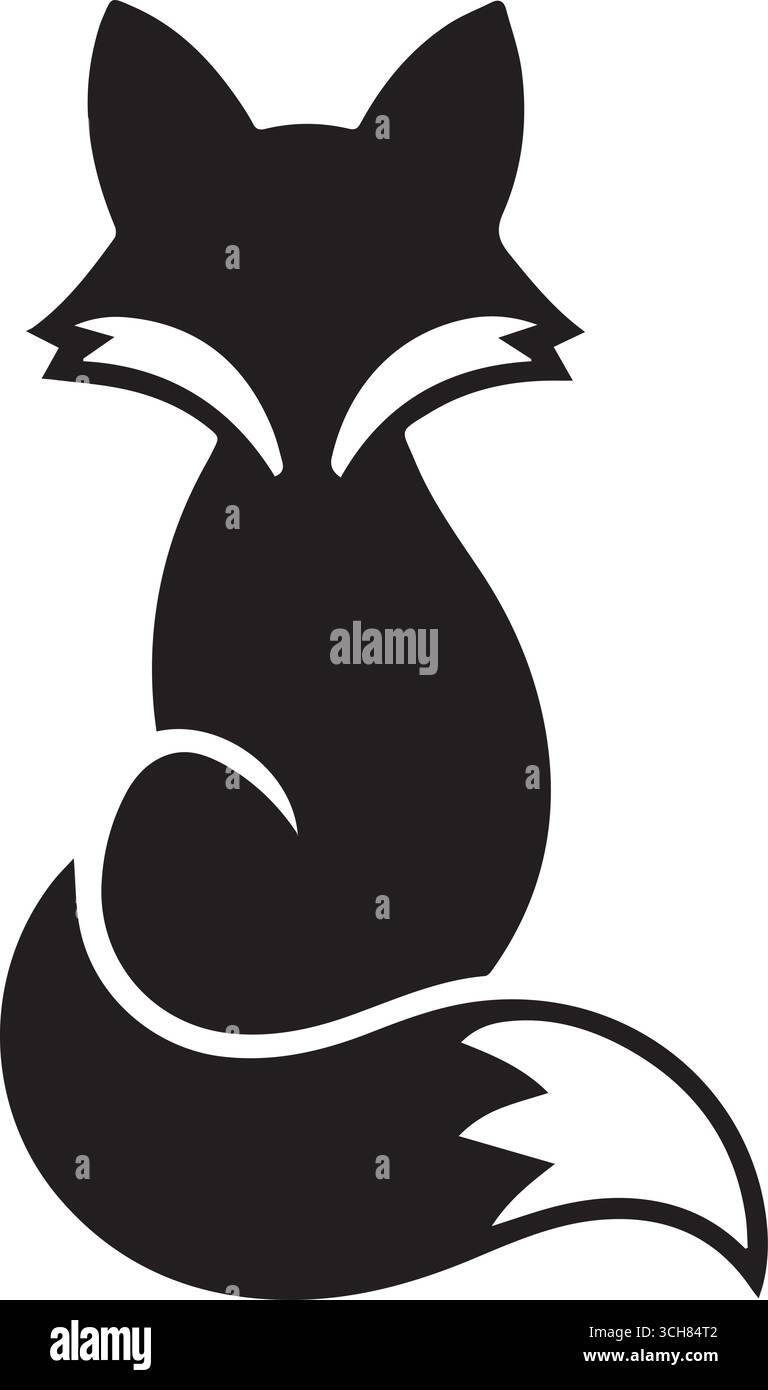 Die Silhouette eines Füchses, der sich hinsetzt Stock Vektor