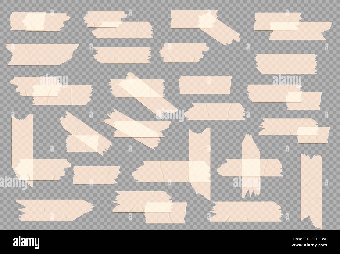 Transparente Bandstreifen mit Papierstruktur für Geschäftspräsentationen und Dokumente. Beige Klebestücke in verschiedenen Formen und Größen mit abgerissenen Kanten. Design-Elemente für professionelle Schreibwaren. Stock Vektor Transparente Bandstreifen mit Papierstruktur für Geschäftspräsentationen und Dokumente. Beige Klebestücke in verschiedenen Formen und Größen mit abgerissenen Kanten. Design-Elemente für professionelle Schreibwaren. Stock Vektor