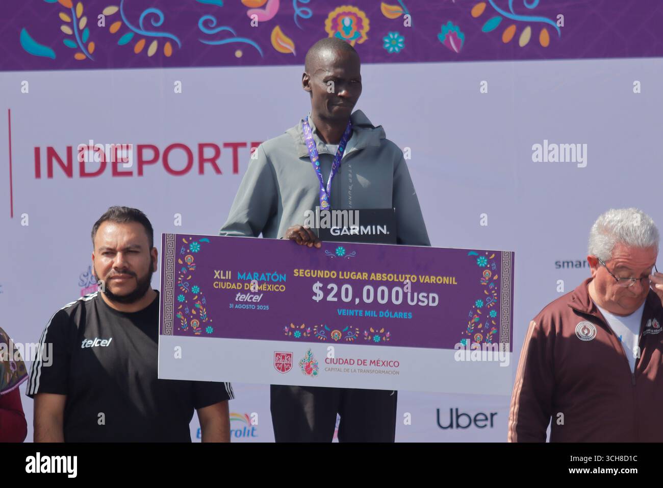Mexiko-Stadt, Ciudad de Mexico, Mexiko. 31. August 2025. Edwin Kiprop Kiptoo aus Kenia ist der zweite Platz in der Elite-Kategorie der Männer beim XLII Mexico City Marathon. Am 31. August 2025 in Mexiko-Stadt. (Kreditbild: © Carlos Santiago/eyepix via ZUMA Press Wire) NUR REDAKTIONELLE VERWENDUNG! Nicht für kommerzielle ZWECKE! Quelle: ZUMA Press, Inc./Alamy Live News Stockfoto