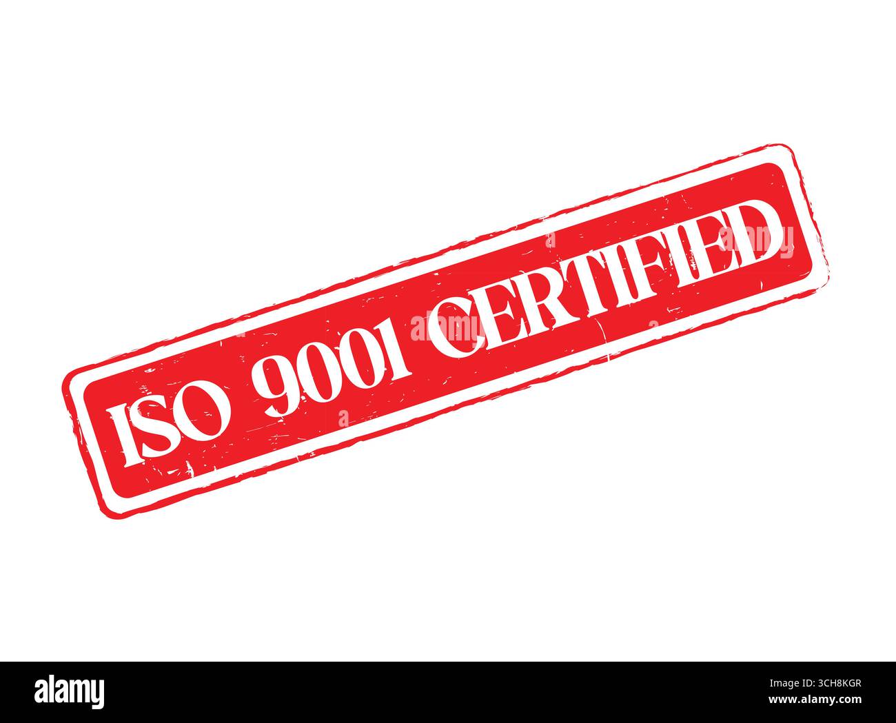 Ein nach ISO 9001 zertifiziertes Gummisiegel für Qualitätsmanagement und Geschäftsstandards Stock Vektor