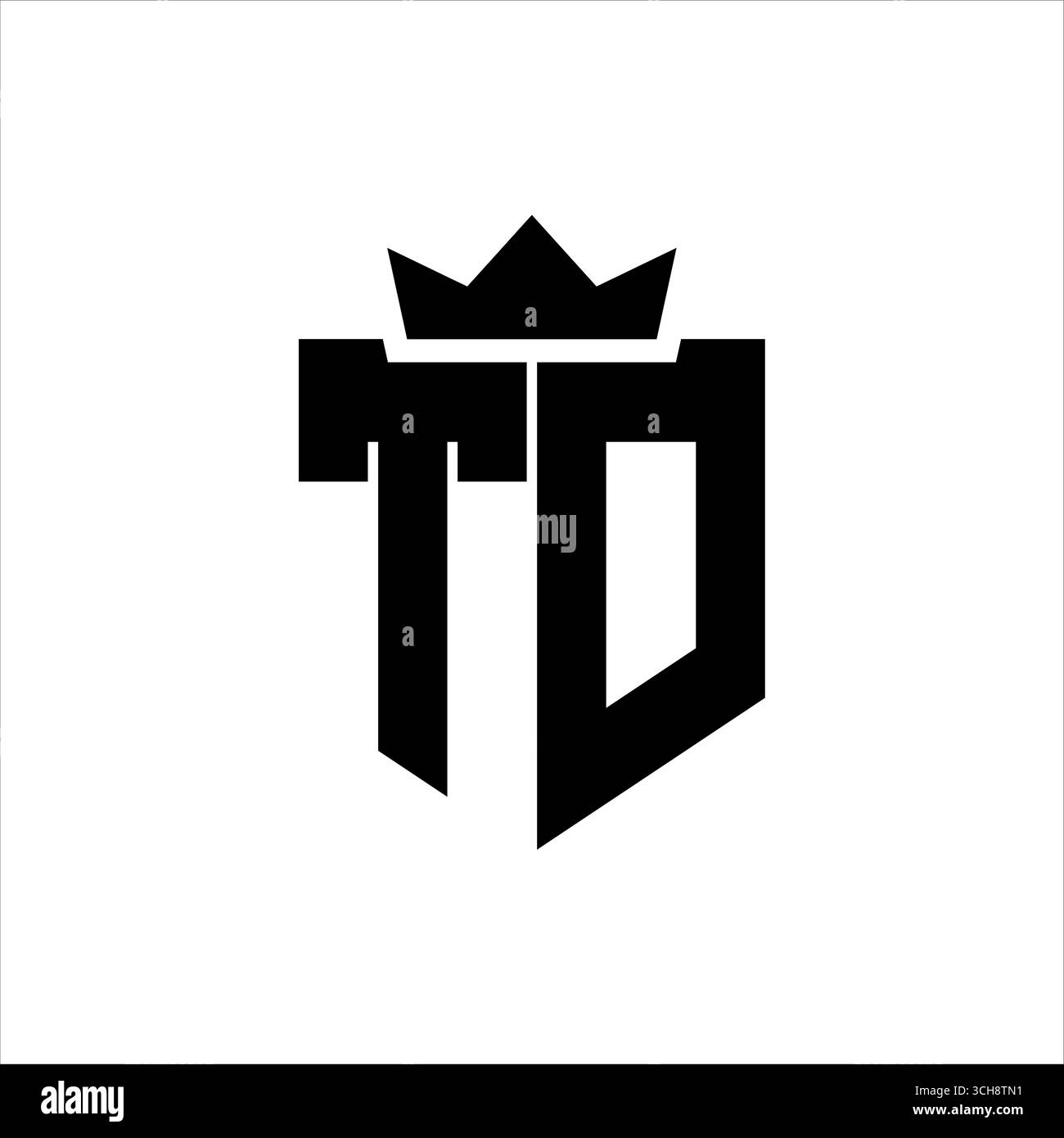 ZUM Logo-Vektorbild eines Schildes mit einem scharfen geometrischen Stil mit einer spitzen Krone und dicker Schriftart Stock Vektor