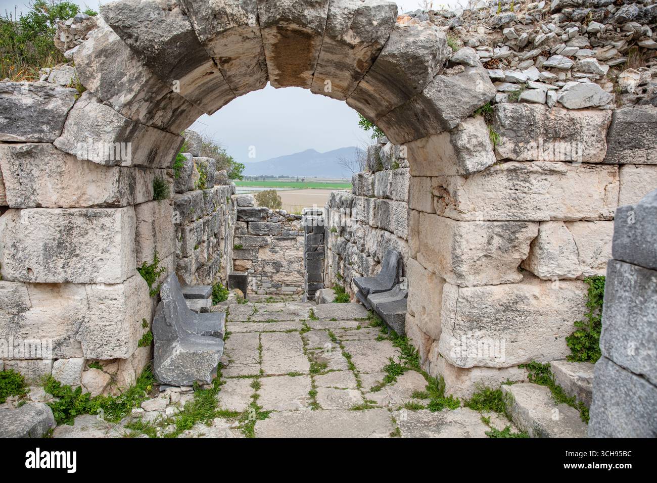 Blick auf die antike Stadt von Miletus in der Türkei Stockfoto