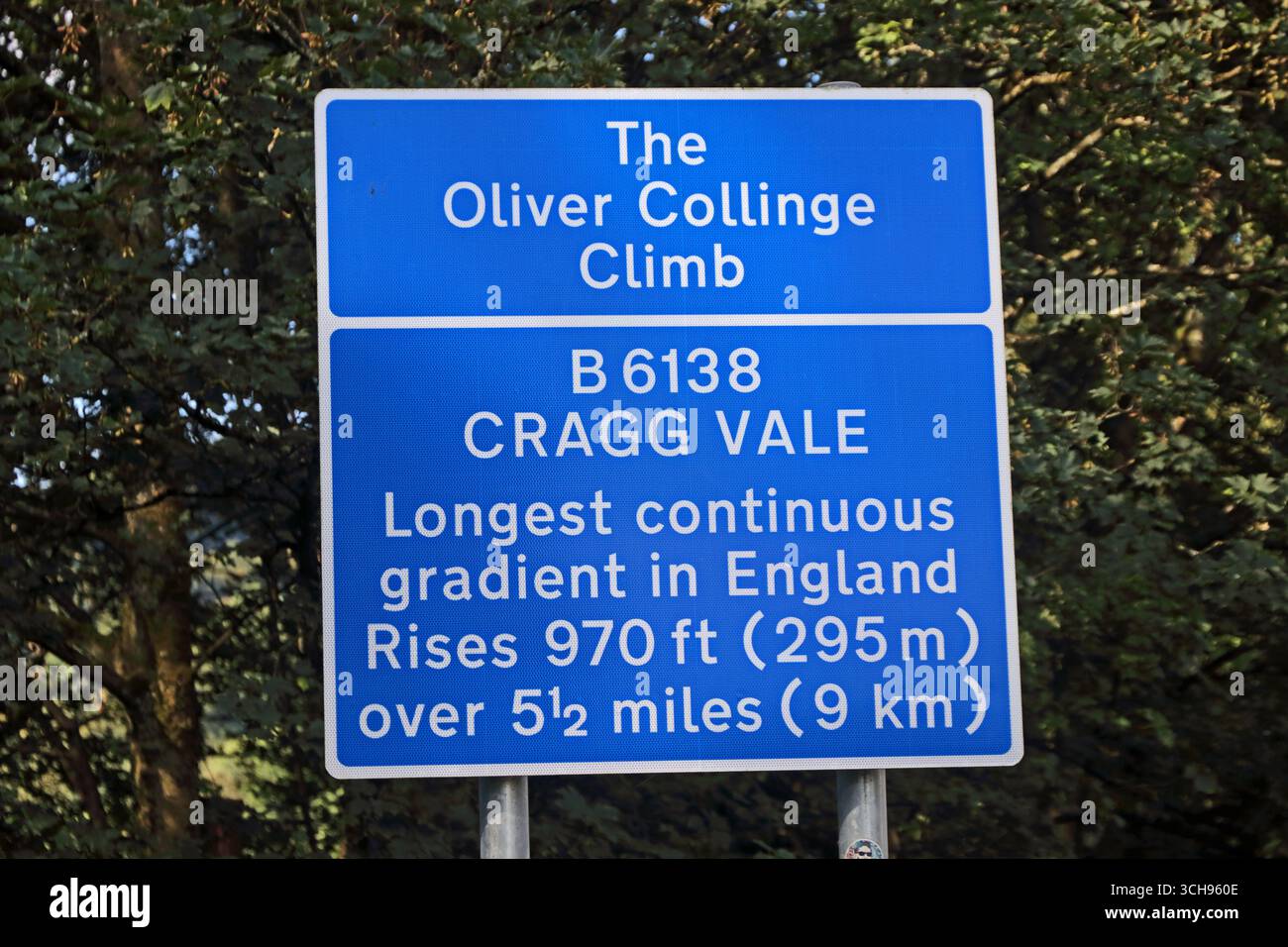 Schild unten am Oliver Collinge Climb, Mytholmroyd Stockfoto