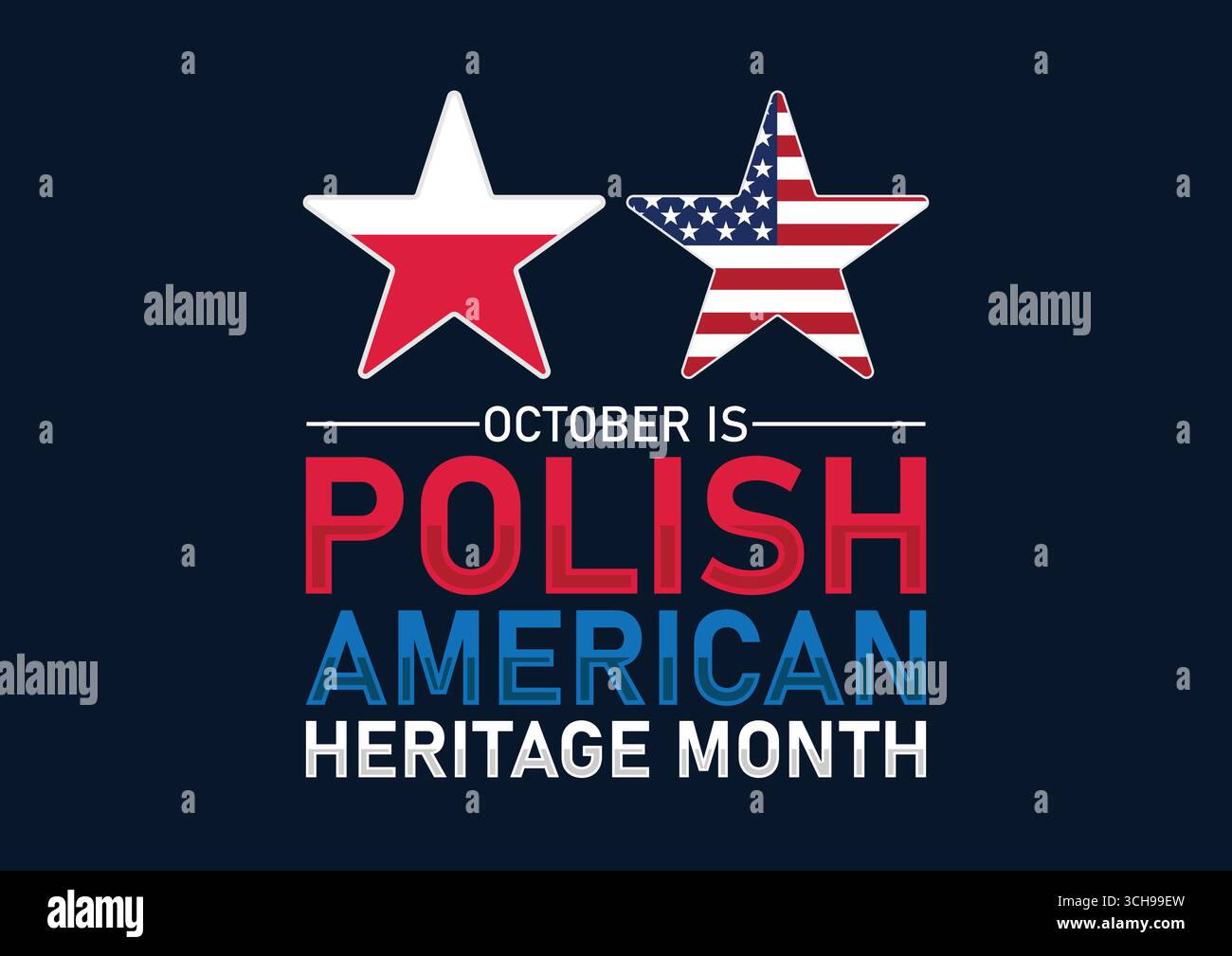 Oktober ist der polnische amerikanische Kulturmonat. Vektorabbildung. Designelement für Banner, Poster oder Karte. Stock Vektor