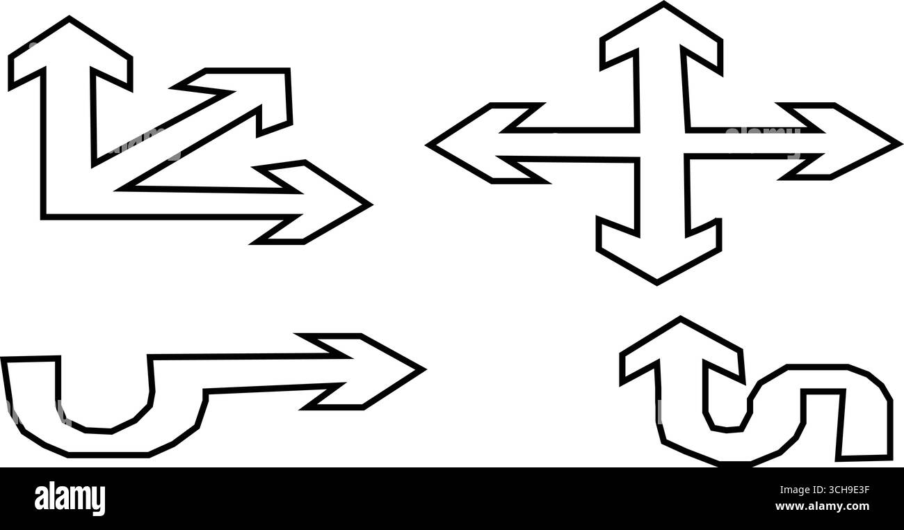 Titel durchgehende einzeilige Zeichnung des Pfeilsatzes Symbol durchgehende einzeilige Grafik Pfeil Design Vektor-Illustration. Stock Vektor