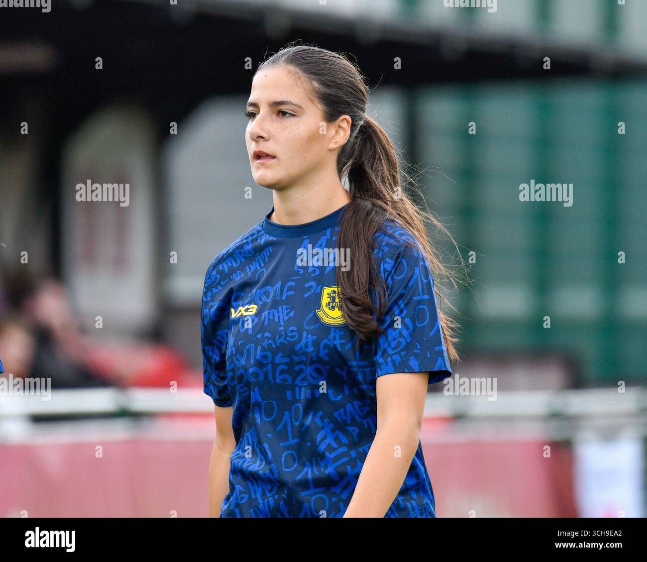 Pontypridd, Wales. 31. August 2025. Isabelle Tomlin von Hashtag United vor dem Spiel der FA Women's National League Southern Premier Division zwischen Gwalia United und Hashtag United im USW Sport Park in Pontypridd, Wales, Großbritannien am 31. August 2025. Quelle: Duncan Thomas/Majestic Media. Stockfoto