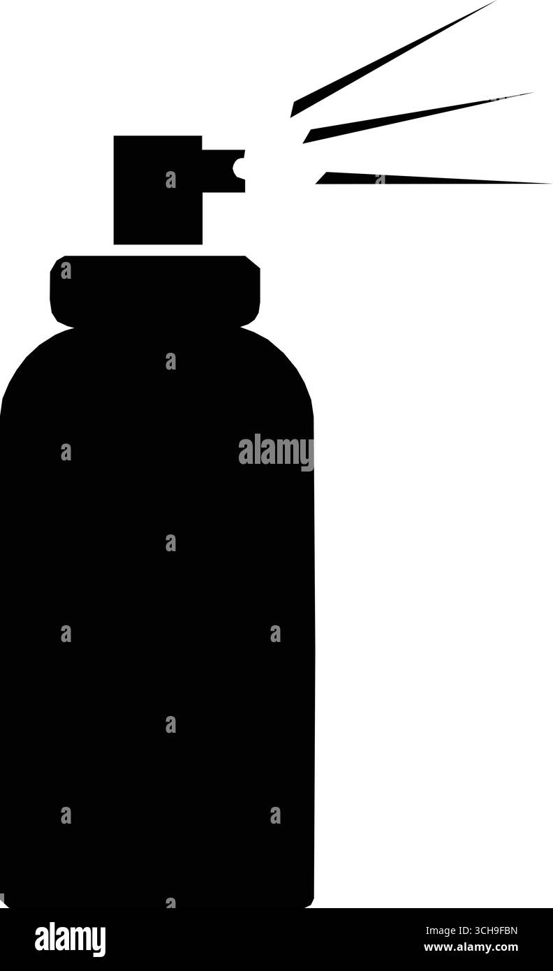 Spritzdose Vektorsymbol schwarz gefüllt und umrissen Stil. Stock Vektor