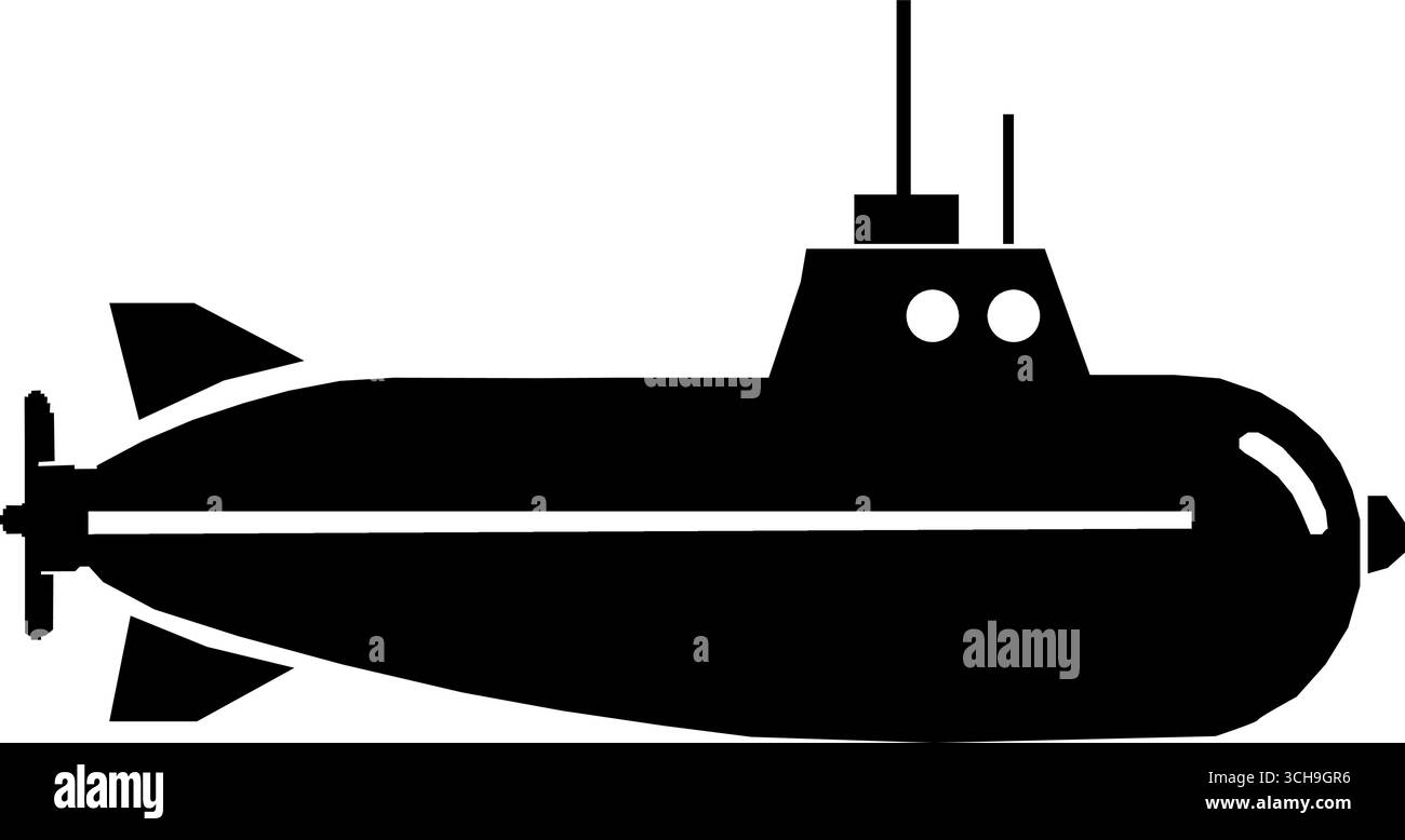 U-Boot Linie Kunst Silhouette Vektor Illustration. Stock Vektor