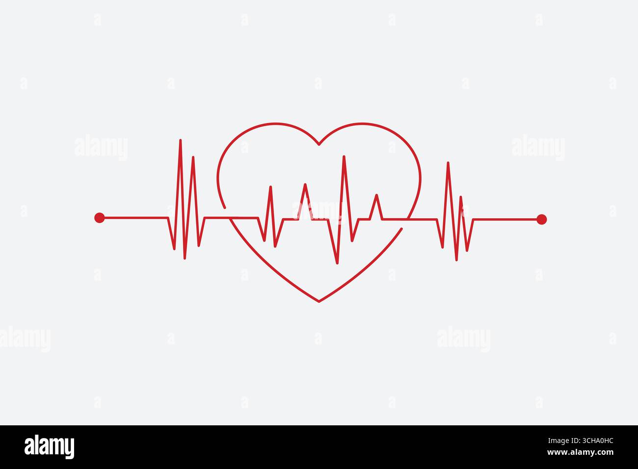 Puls des Herzens. Weiß und rot. Ein Vektorrhythmus mit nur einer Herzlinie wird als „Heartbeat Lone“ bezeichnet. Stock Vektor