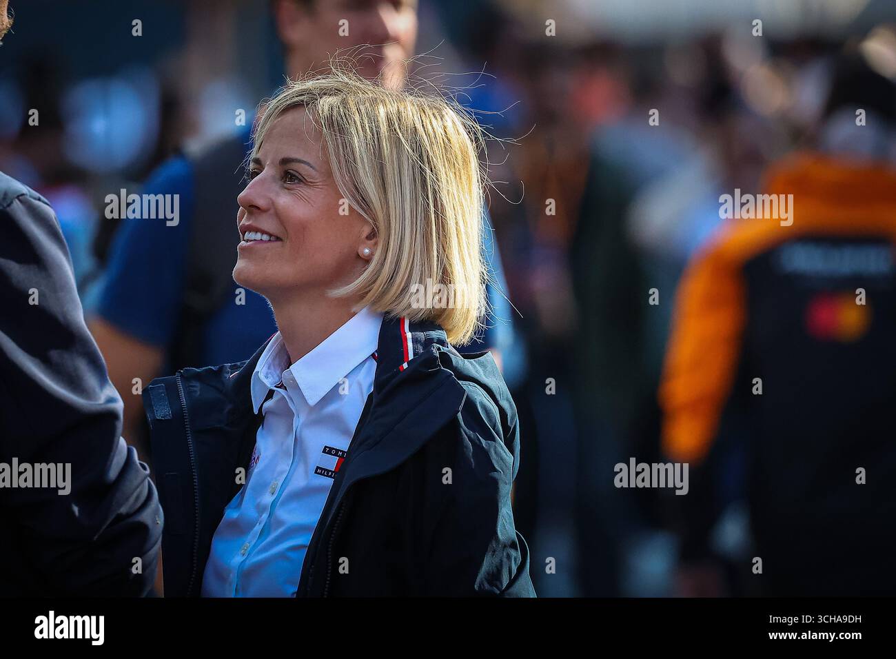 Susie Stoddart Wolff, ehemaliger Fahrer, Geschäftsführer der F1 Academy und Ehefrau von Toto Wolff, Executive Director des Mercedes AMG F1 Teams, während der Th Stockfoto