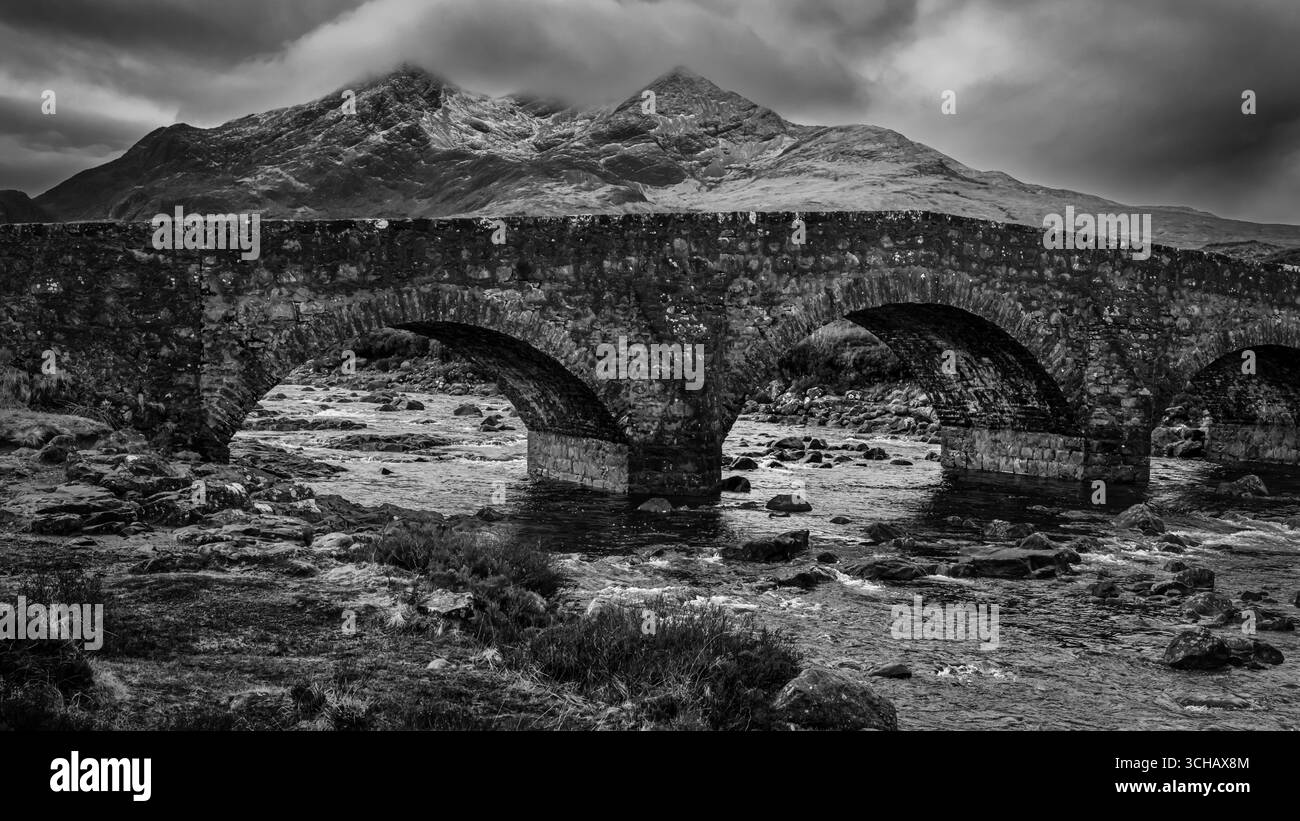 Sligachan Old Bridge, Ilse of Skye, Schottland, Vereinigtes Königreich Stockfoto