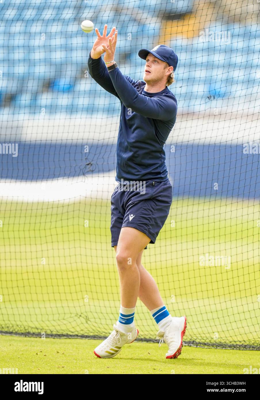 Ryan Rickelton aus Südafrika während einer Netzsitzung in Headingley, Leeds. Bilddatum: Montag, 1. September 2025. Stockfoto