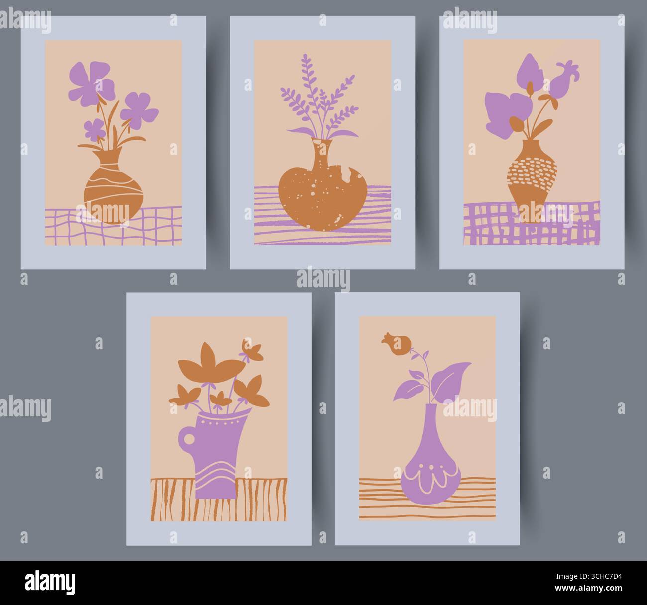 Stilisierte Blumenillustrationen für moderne Wohnkultur, die jeden Wohnbereich bereichert Stock Vektor