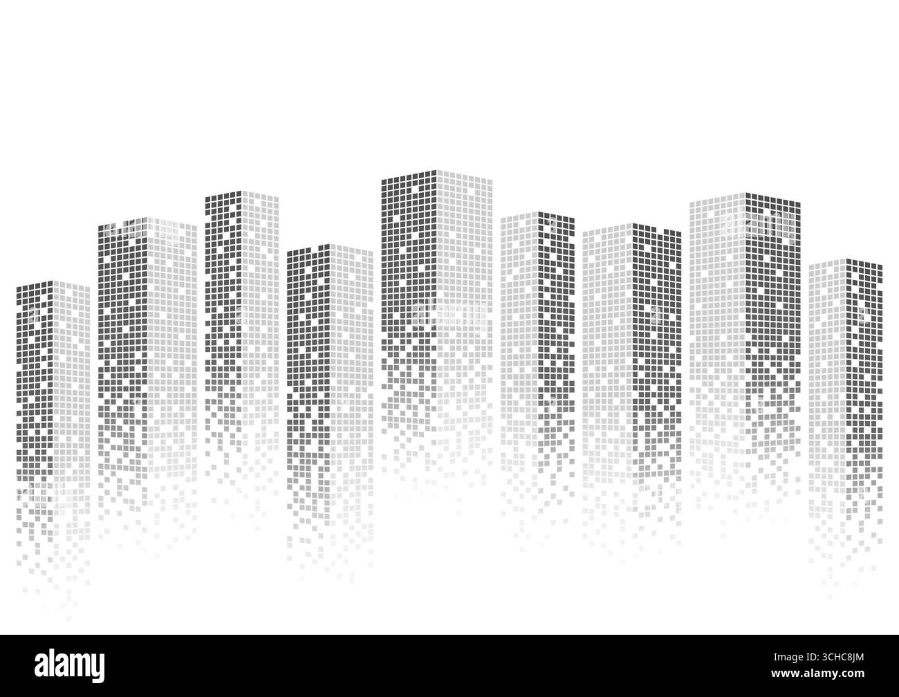 Hintergrund Des Gebäudes. Wolkenkratzer. Hintergrund des Stadtgebäudes. Intelligentes und perspektivisches Bauen. Stadtbild. Metropolis City. Vektorabbildung. Stock Vektor