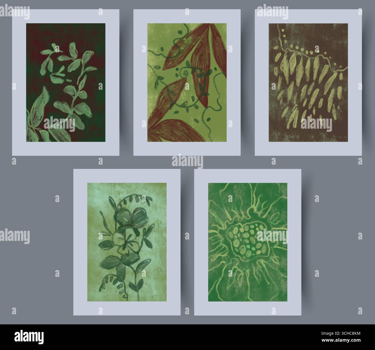 Entdecken Sie unsere exklusive Kollektion atemberaubender, naturbelassener botanischer Drucke mit Kunstwerken Stock Vektor