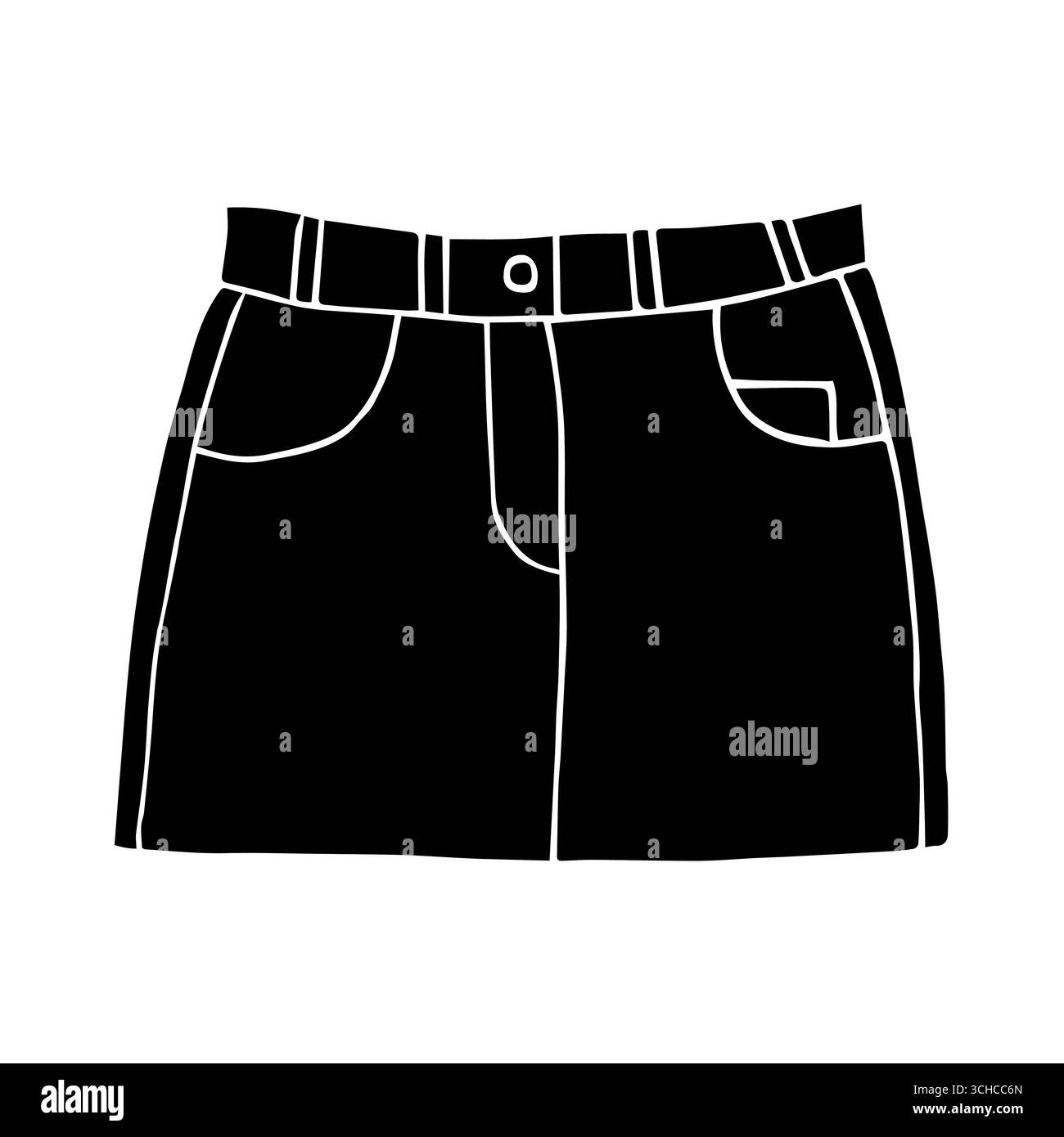 Vektor Hand gezeichnete Jeans Rock Silhouette Stock Vektor