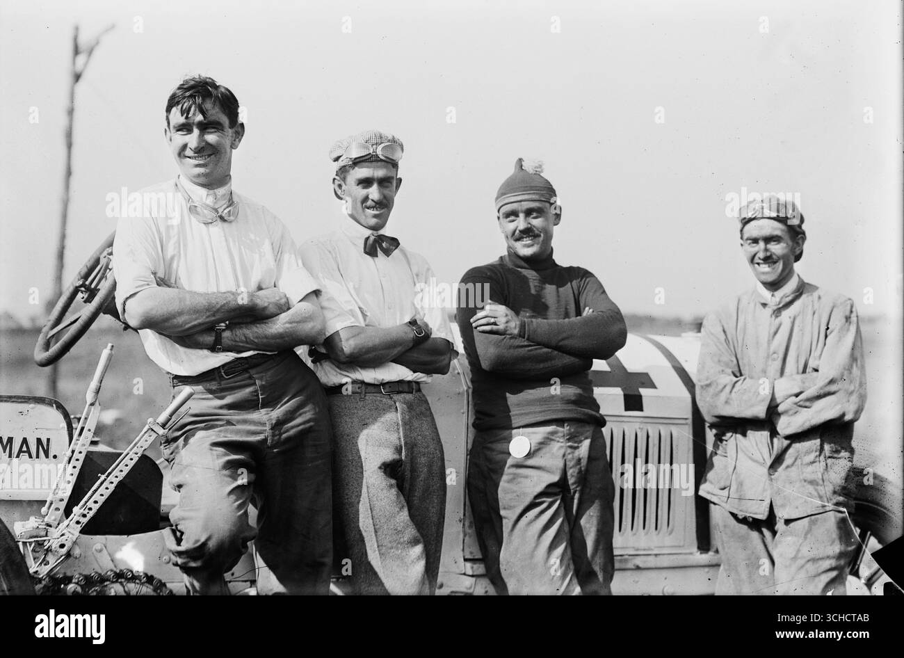 Vintage Racing – Bob Burman, Louis Disbrow, Jack Tower und Joe Grinnon beim 1911 Indianapolis 500 Stockfoto