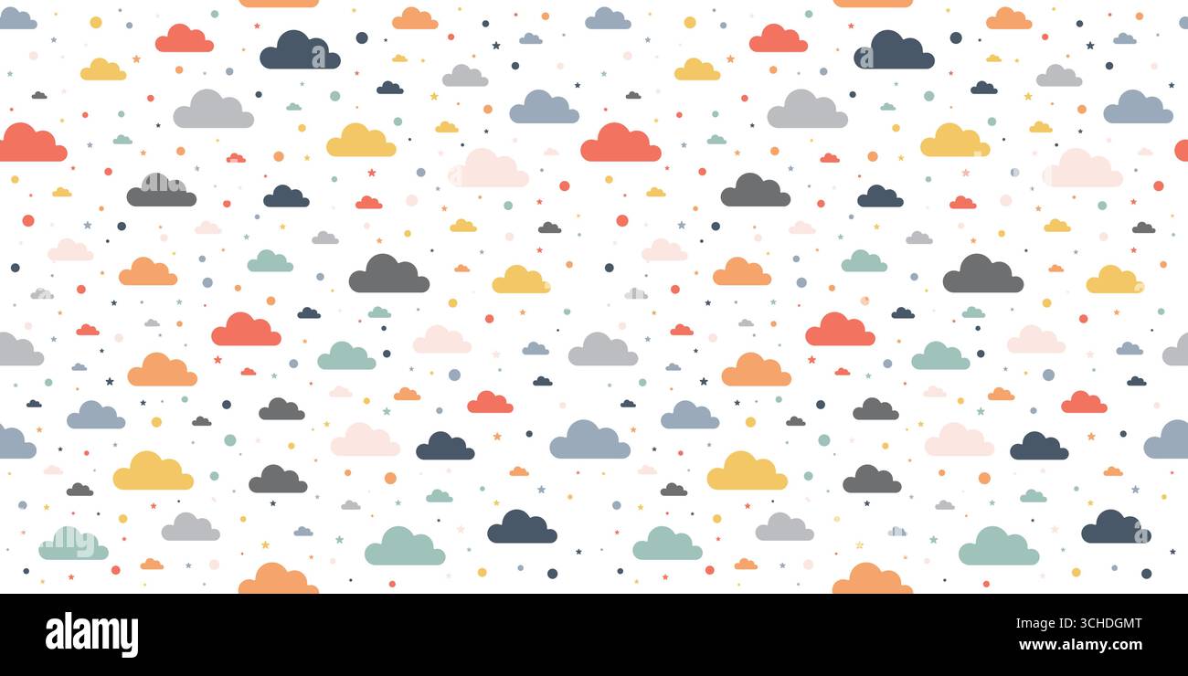 Niedlicher Hintergrund mit buntem Wolkenmuster Stock Vektor
