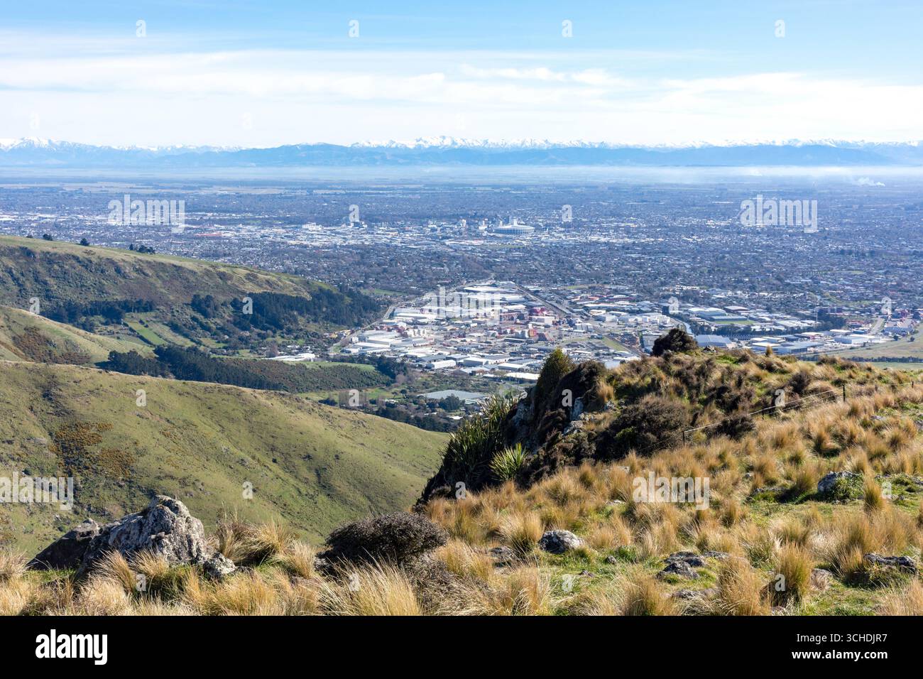 Christchurch City vom Gondola Summit, Bridal Path Road, Heathcote Valley, Heathcote, Christchurch (Ōtautahi), Region Canterbury, Neuseeland Stockfoto