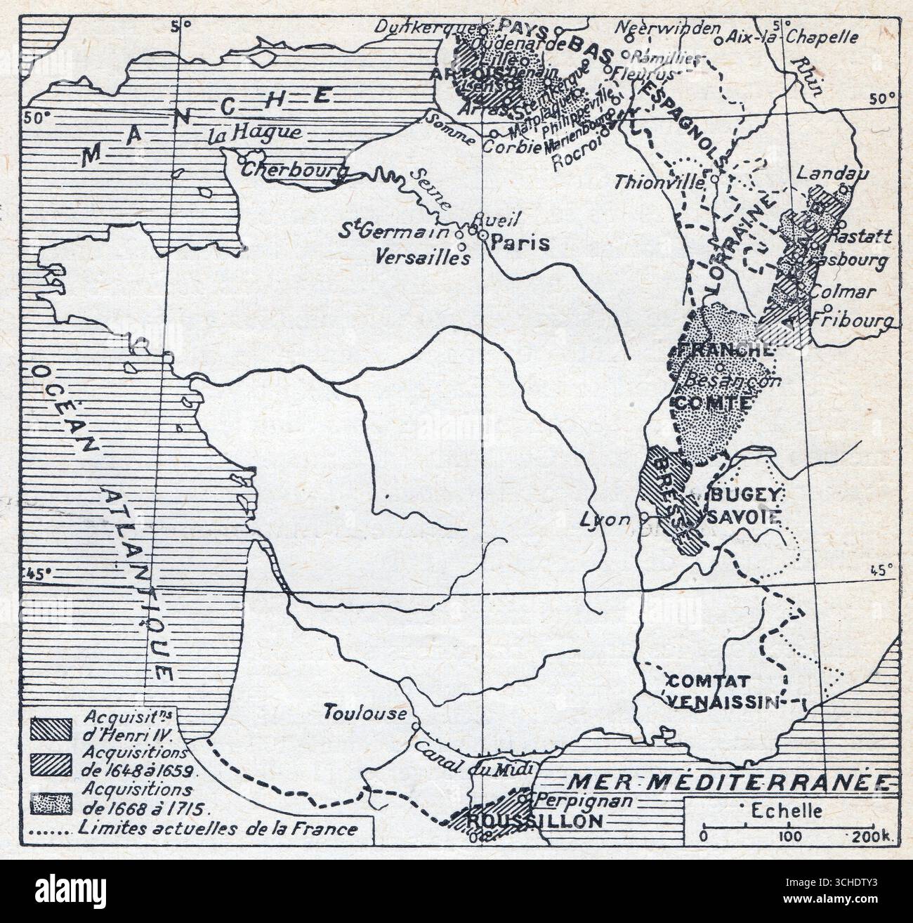 Les Acquisitions territoriales, de Henri IV à Louis XIV Stockfoto